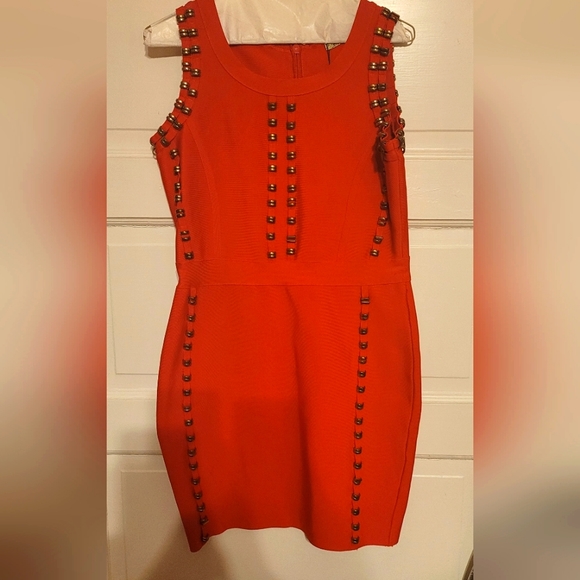 NWT Red Bodycon Dress with Gold Hardware - XL - Picture 1 of 6